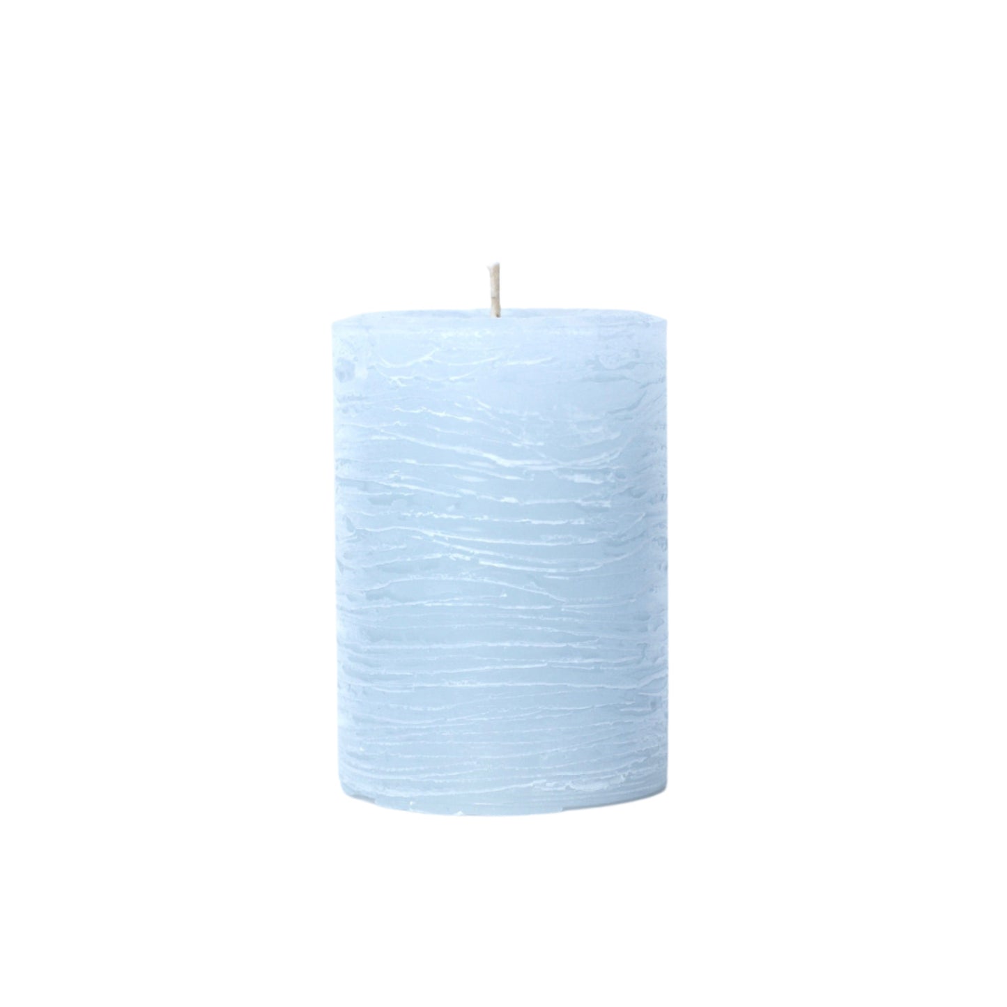 Blue textured candle on a white background