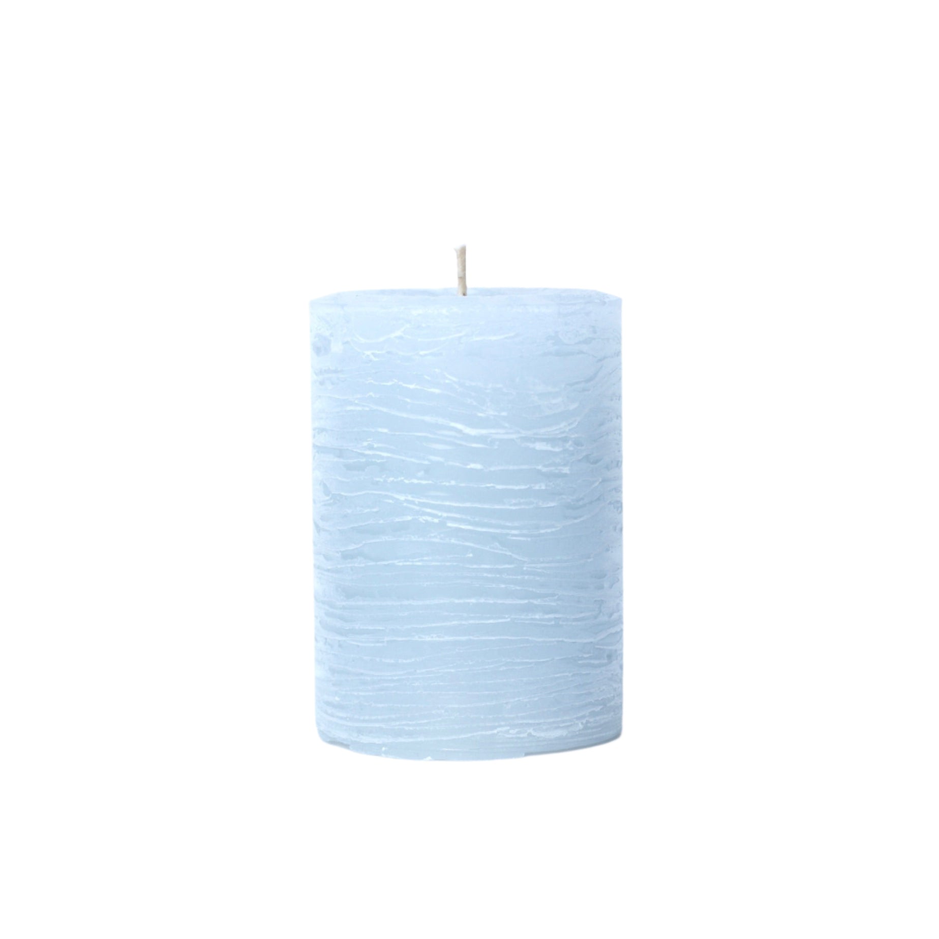 Blue textured candle on a white background